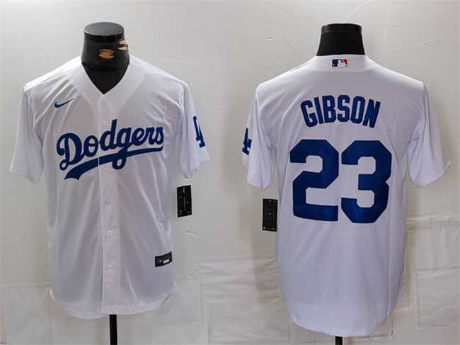 Mens Los Angeles Dodgers #23 Kirk Gibson White Cool Base Stitched Baseball Jersey